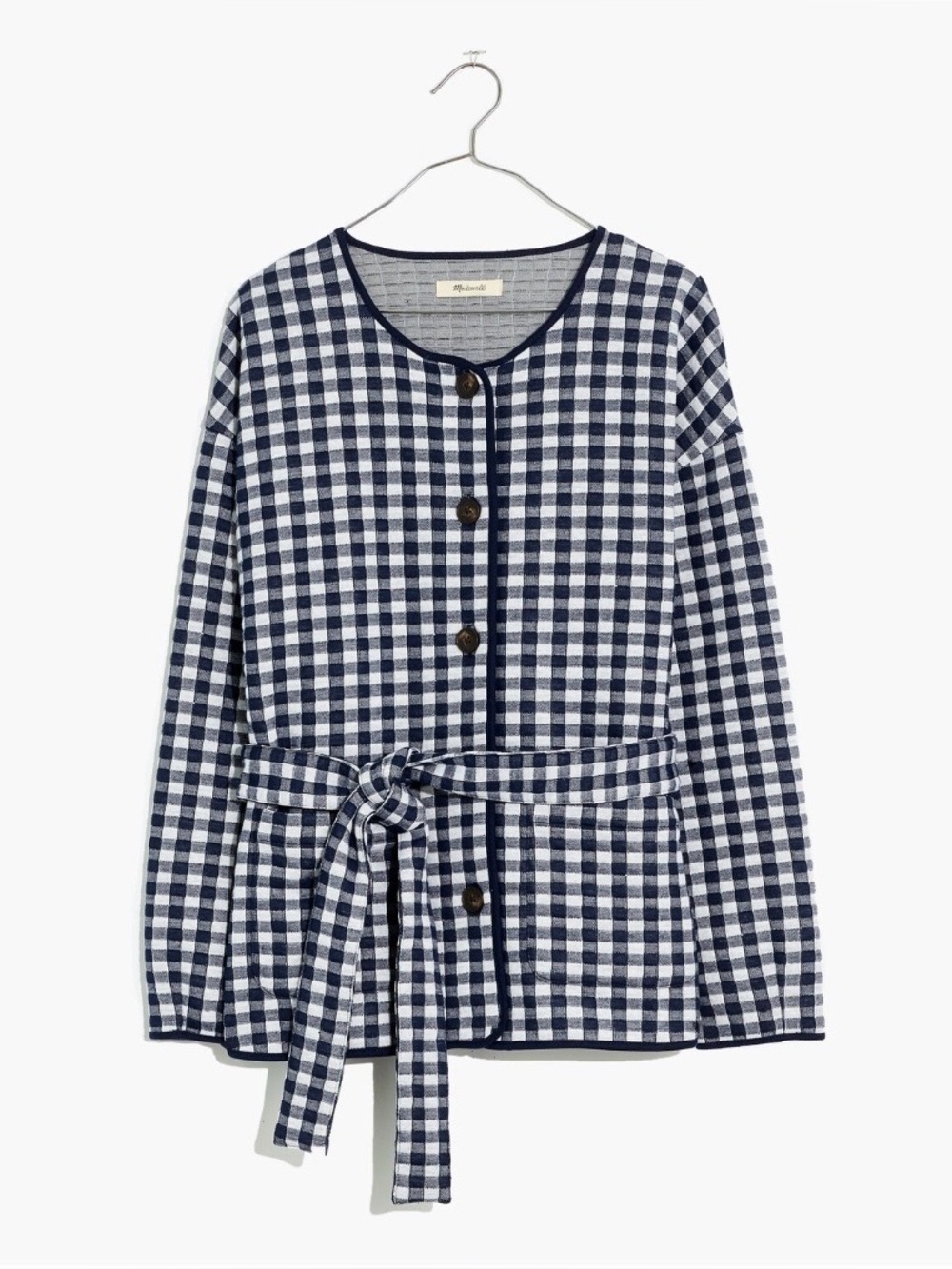 Madewell Gingham Belted Jacket | Size XL